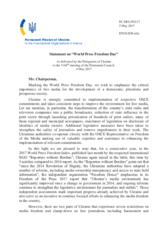 Statement by the Delegation of Ukraine on the World Press Freedom Day, celebrated on 3 May 2017