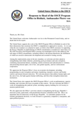 Statement by the Delegation of the United States of America in response to the report by the Head of the OSCE Programme Office in Bishkek, Dr. Pierre von Arx, and by the Director of the OSCE Academy in Bishkek, Dr. Alexander Wolters
