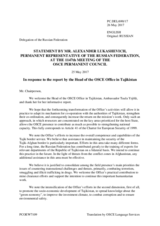 Statement by the Delegation of the Russian Federation in response to the report by the Head of the OSCE Office in Tajikistan, Ambassador Tuula Yrjölä