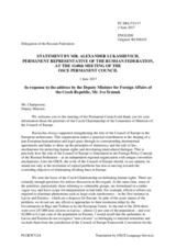 Statement by the Delegation of the Russian Federation in response to the address by a Representative of the Chair of the Committee of Ministers of the Council of Europe, Deputy Minister of Foreign Affairs of the Czech Republic, Mr. Ivo Šrámek