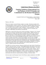 Statement by the Delegation of the United States of America on the Russia’s ongoing aggression against Ukraine and illegal occupation of Crimea