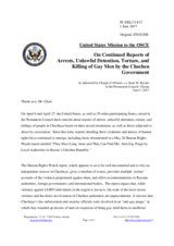 Statement by the Delegation of the United States of America on the continued reports of arrests, unlawful detention, torture and killing of homosexual men by the Chechen authorities