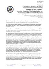 Statement by the Delegation of the United States of America in response to the address by the Secretary General of the Organization for Democracy and Economic Development – GUAM, Mr. Altai Efendiev