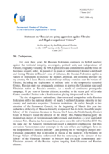 Statement by the Delegation of Ukraine on the Russia’s ongoing aggression against Ukraine and illegal occupation of Crimea