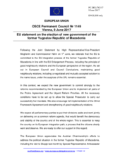 Statement by the Maltese EU Presidency on the new government in the former Yugoslav Republic of Macedonia