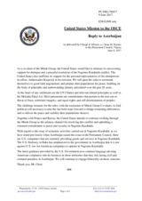 Statement by the Delegation of the United States of America in response to the statement by the Delegation of Azerbaijan on the systematic violations of international law and OSCE principles and commitments in the occupied territories of Azerbaijan