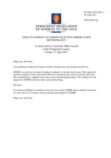 Statement by the Delegation of Norway, also on behalf of Canada, Iceland, Liechtenstein and Switzerland, on the election observation activities of the OSCE Office for Democratic Institutions and Human Rights
